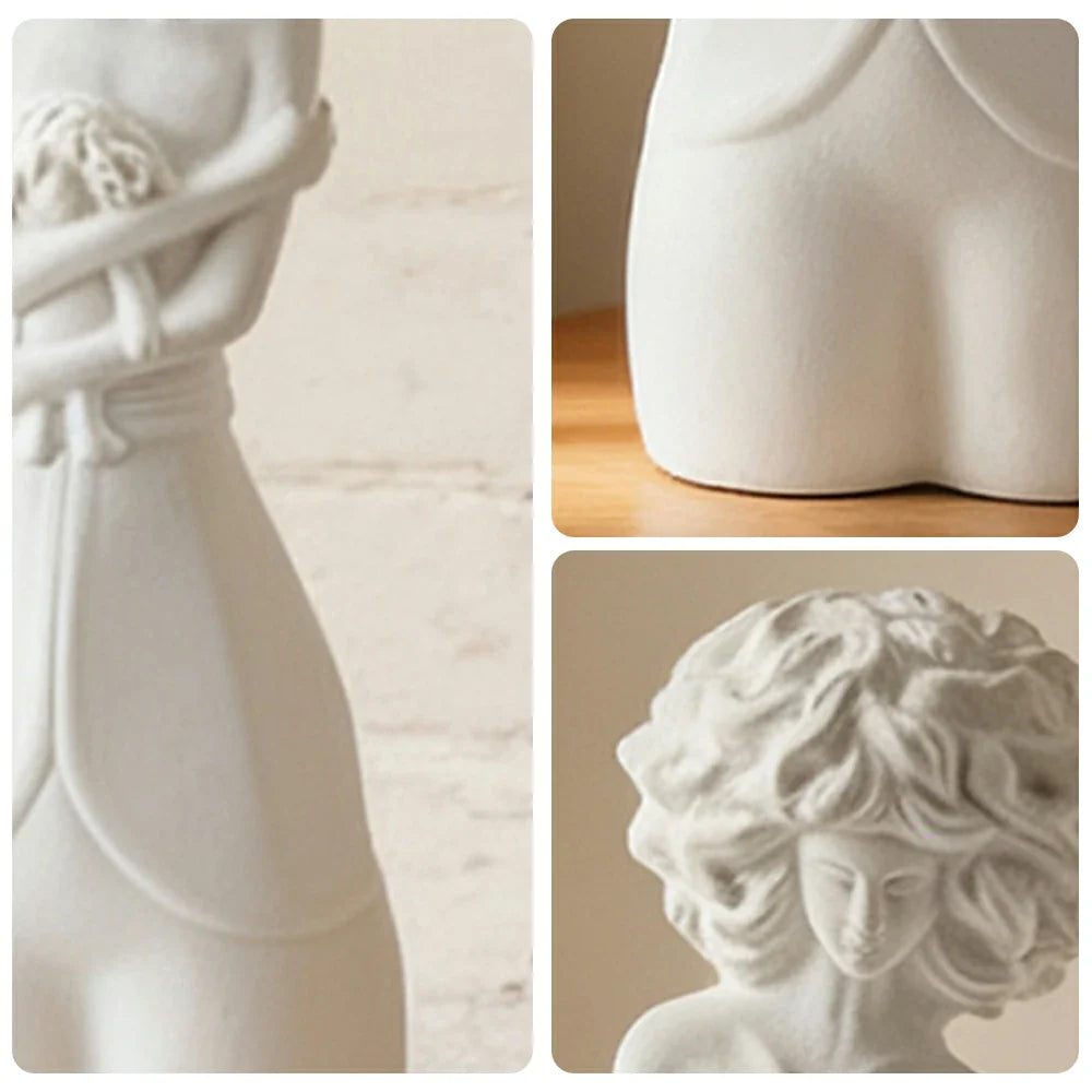 LIVARA Ceramic Vase Ornament Decorative Display White Figurative Sculpture Aesthetic Matte Ceramic Handcrafted Textured Finish