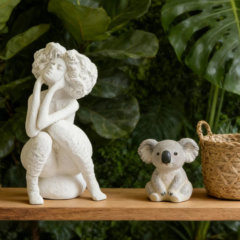 LIVARA Ceramic Vase Ornament Artistic Home Display White Female Figurative Sculpture Matte Ceramic Handcrafted Stone-Texture Design