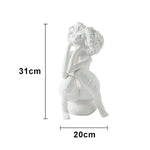 LIVARA Ceramic Vase Ornament Artistic Home Display White Female Figurative Sculpture Matte Ceramic Handcrafted Stone-Texture Design