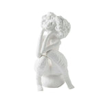 LIVARA Ceramic Vase Ornament Artistic Home Display White Female Figurative Sculpture Matte Ceramic Handcrafted Stone-Texture Design