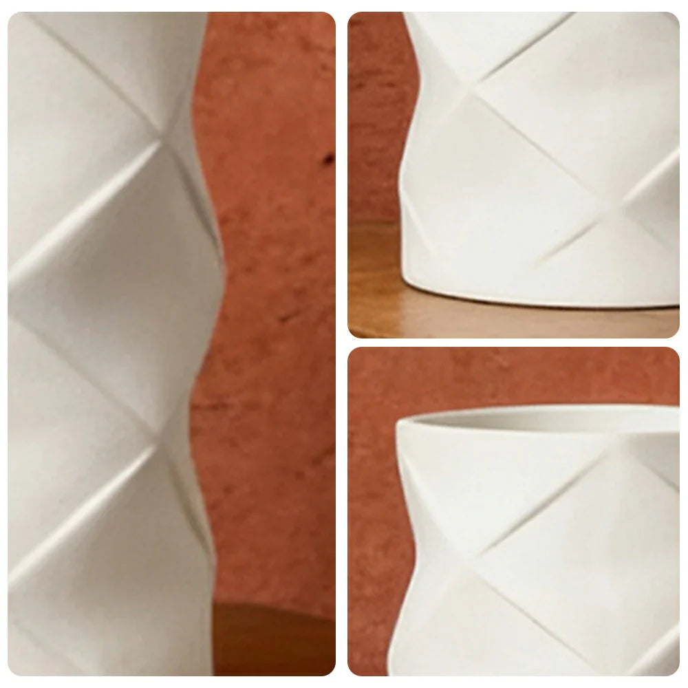 LIVARA Ceramic Vase Ornament Decorative Display Cylindrical Design Matte Ceramic Handcrafted Textured Finish