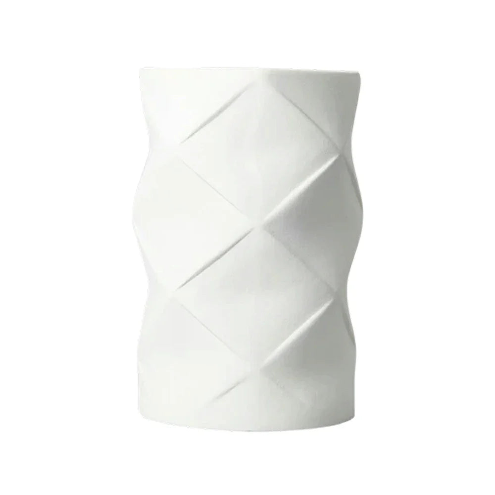 LIVARA Ceramic Vase Ornament Decorative Display Cylindrical Design Matte Ceramic Handcrafted Textured Finish