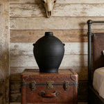 LIVARA Ceramic Vase Ornament Artistic Home Decor Black Vintage Matte Ceramic Handcrafted Stone-Texture Finish
