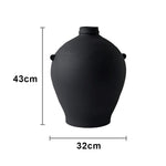 LIVARA Ceramic Vase Ornament Artistic Home Decor Black Vintage Matte Ceramic Handcrafted Stone-Texture Finish