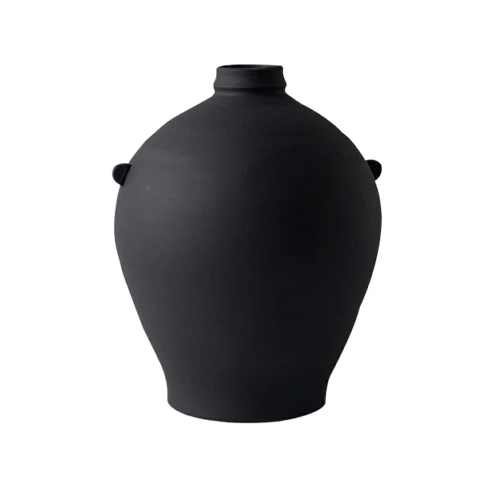 LIVARA Ceramic Vase Ornament Artistic Home Decor Black Vintage Matte Ceramic Handcrafted Stone-Texture Finish