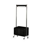 LIVARA 1121 Door Rack, Stand, Swivel Wood Casters Freestanding Steel, Glass Clothing Multi-Functional Solid Storage - Clothes Stainless Black