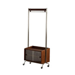 LIVARA 1121 Casters Freestanding Steel, Stainless Stand, Clothing Door Glass Multi-Functional - Solid Wood Storage Rack, Clothes Swivel Wood