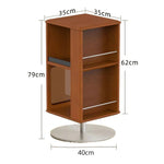 LIVARA 1122 Walnut Rotatable Storage Solid Full Cabinet, Design, Easy Wood, Bedside - Access Steel Base Stainless Storage