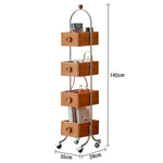 LIVARA 1126 Wood Swivel Multi-Functional 4-Tier Mobile Solid Steel Bookshelf with - Frame, Wheels Locking Stainless Function-Wood