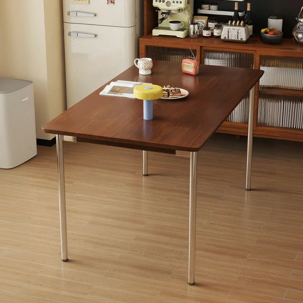 LIVARA 1128 White Dining Table, Veneer, Design, Ash Wood 130/140cm Stainless Solid Finish Four-Sided Legs, - Steel Durable Wood