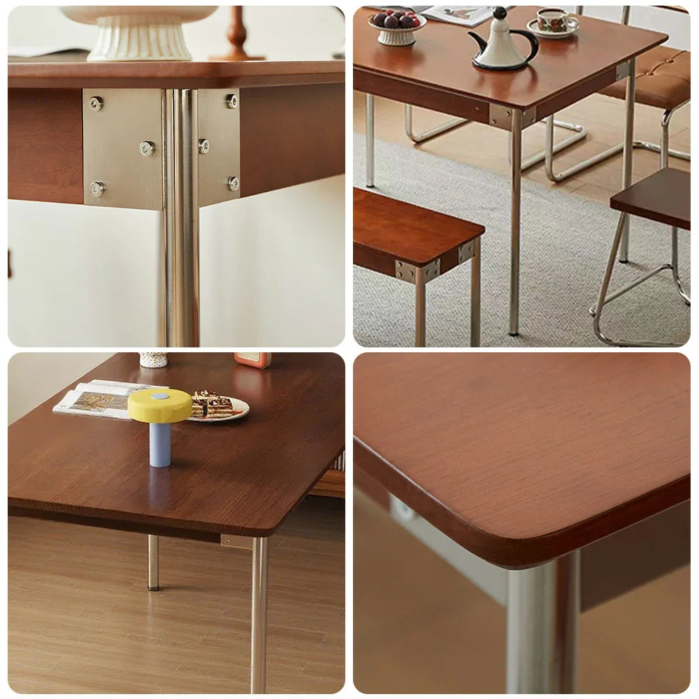 LIVARA 1128 White Dining Table, Veneer, Design, Ash Wood 130/140cm Stainless Solid Finish Four-Sided Legs, - Steel Durable Wood