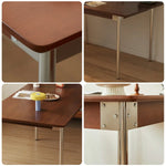 LIVARA 1128 White Dining Table, Veneer, Design, Ash Wood 130/140cm Stainless Solid Finish Four-Sided Legs, - Steel Durable Wood