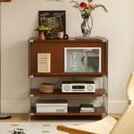 LIVARA 1130 Solid Compact - Flip-Top - Design Cabinet, 87cm Space-Saving Storage Storage, - Cabinet Wood Multi-Layer Brown