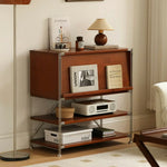 LIVARA 1130 Solid Compact - Flip-Top - Design Cabinet, 87cm Space-Saving Storage Storage, - Cabinet Wood Multi-Layer Brown