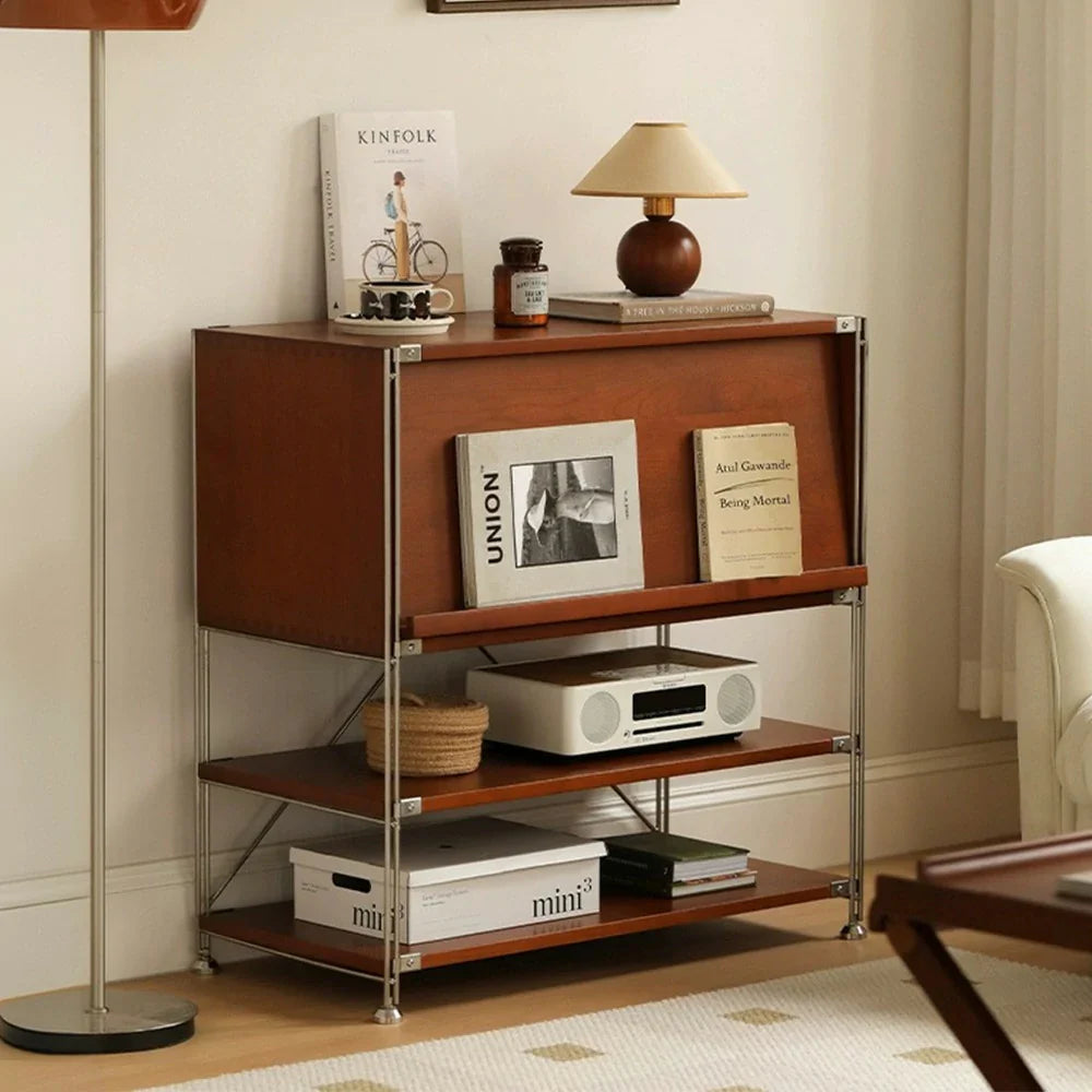 LIVARA 1130 Solid Compact - Flip-Top - Design Cabinet, 87cm Space-Saving Storage Storage, - Cabinet Wood Multi-Layer Brown
