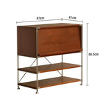 LIVARA 1130 Solid Compact - Flip-Top - Design Cabinet, 87cm Space-Saving Storage Storage, - Cabinet Wood Multi-Layer Brown