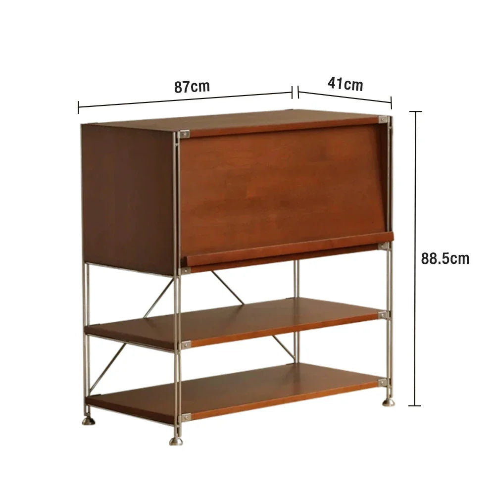 LIVARA 1130 Solid Compact - Flip-Top - Design Cabinet, 87cm Space-Saving Storage Storage, - Cabinet Wood Multi-Layer Brown