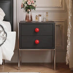 LIVARA 1133 Ash Cabinet, Open Tall Stainless Bedside Handles, Bottom - Legs, 17cm Tabletop, Grain, Solid Spherical Clearance Steel Wood Black
