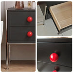 LIVARA 1133 Ash Cabinet, Open Tall Stainless Bedside Handles, Bottom - Legs, 17cm Tabletop, Grain, Solid Spherical Clearance Steel Wood Black