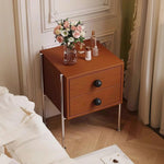 LIVARA 1133 Clearance Solid Legs, Bedside - Steel Wood Cabinet, Spherical Tabletop, Tall Stainless Ash Handles, Bottom Grain, Open 17cm Wood