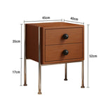 LIVARA 1133 Clearance Solid Legs, Bedside - Steel Wood Cabinet, Spherical Tabletop, Tall Stainless Ash Handles, Bottom Grain, Open 17cm Wood