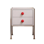 LIVARA 1133 Clearance Tabletop, 17cm Stainless Grain, Solid Ash Bedside Tall Steel Cabinet, Legs, Handles, Wood Spherical Bottom - Open White