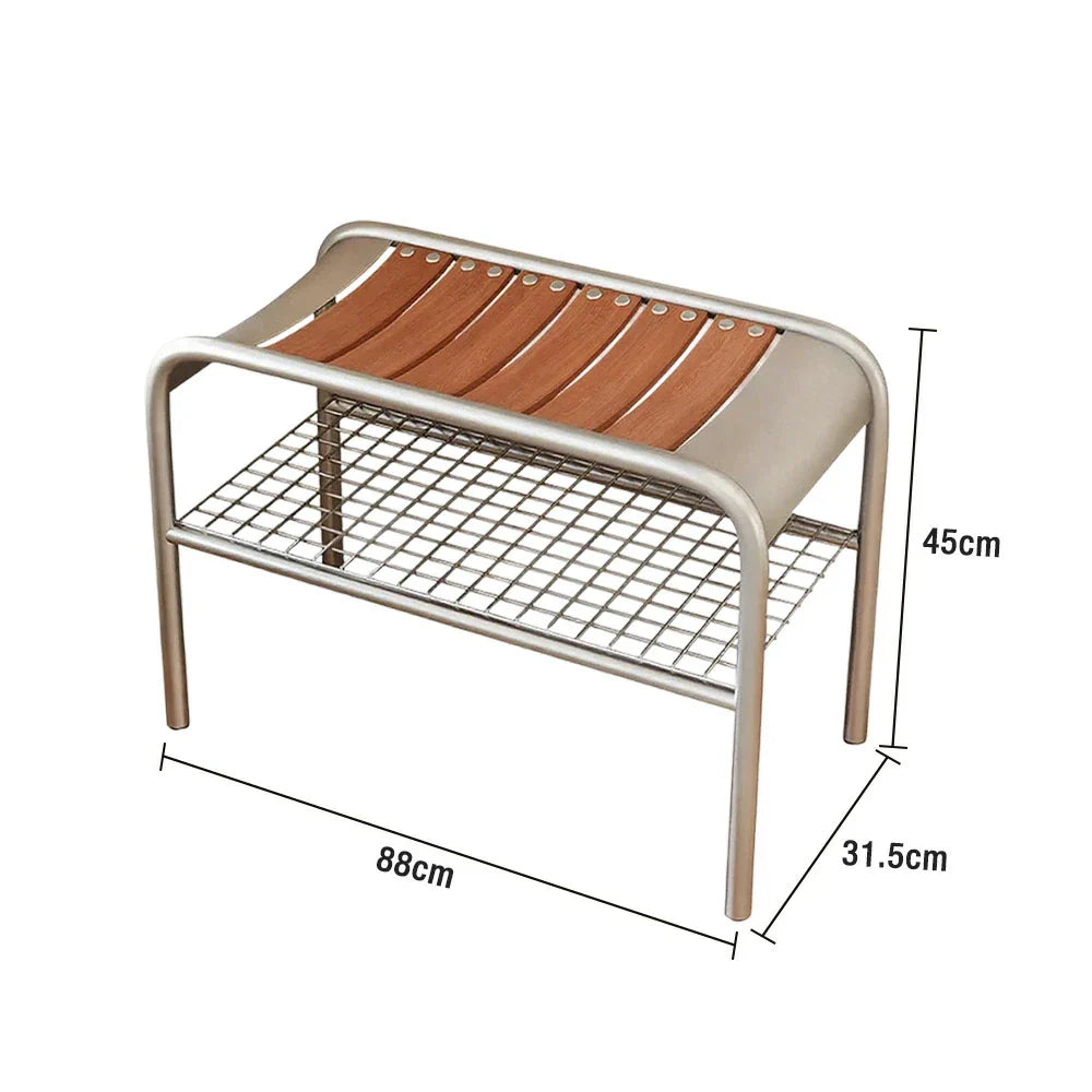 LIVARA 1135 - Feet Shoe - Ash Adjustable Wooden Seat, Curved Frame, Solid Ergonomic TAYLOR Design, Bench Metal Wood Wood