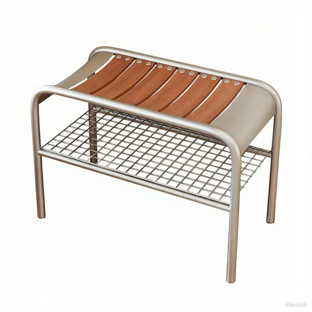 LIVARA 1135 - Feet Shoe - Ash Adjustable Wooden Seat, Curved Frame, Solid Ergonomic TAYLOR Design, Bench Metal Wood Wood