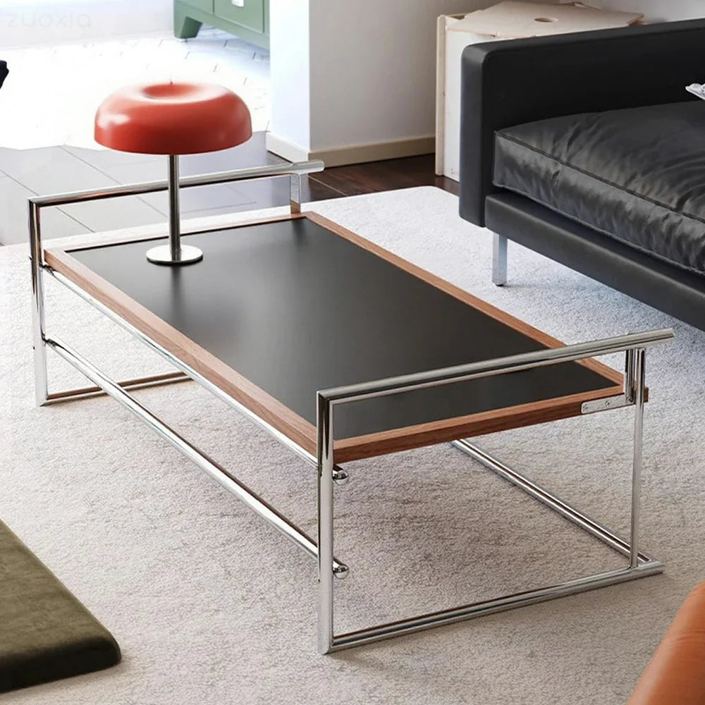LIVARA 1136 Panel, Stainless Black Multi-Functional Wood Steel - Table - Low Table/Desk, Coffee Solid Vintage Sofa Legs Frame Ash Reversible with Black