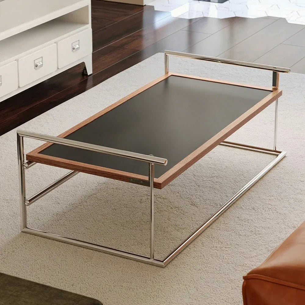 LIVARA 1136 Panel, Stainless Black Multi-Functional Wood Steel - Table - Low Table/Desk, Coffee Solid Vintage Sofa Legs Frame Ash Reversible with Black