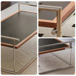 LIVARA 1136 Panel, Stainless Black Multi-Functional Wood Steel - Table - Low Table/Desk, Coffee Solid Vintage Sofa Legs Frame Ash Reversible with Black