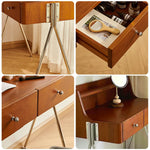 LIVARA 1138 84cm Solid Cabinet - Vanity Drawer Wood Smooth Handles, Stainless Grain, Legs Vintage-Style Steel Ash Runners