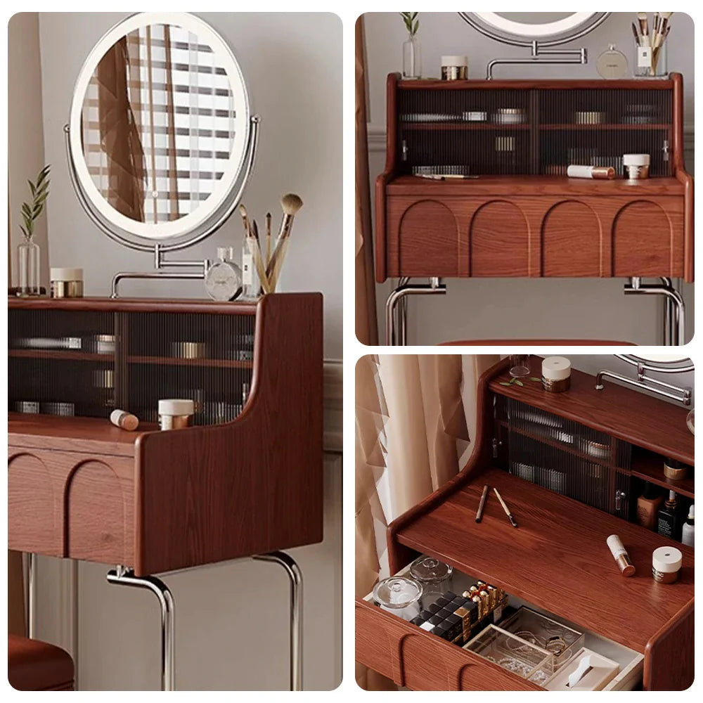 LIVARA 1139 Stainless Modern Design Functional Legs, Drawer Smooth Steel Solid Grain, Cabinet - Premium - Runners, Wood 80cm Ash Vanity Wood
