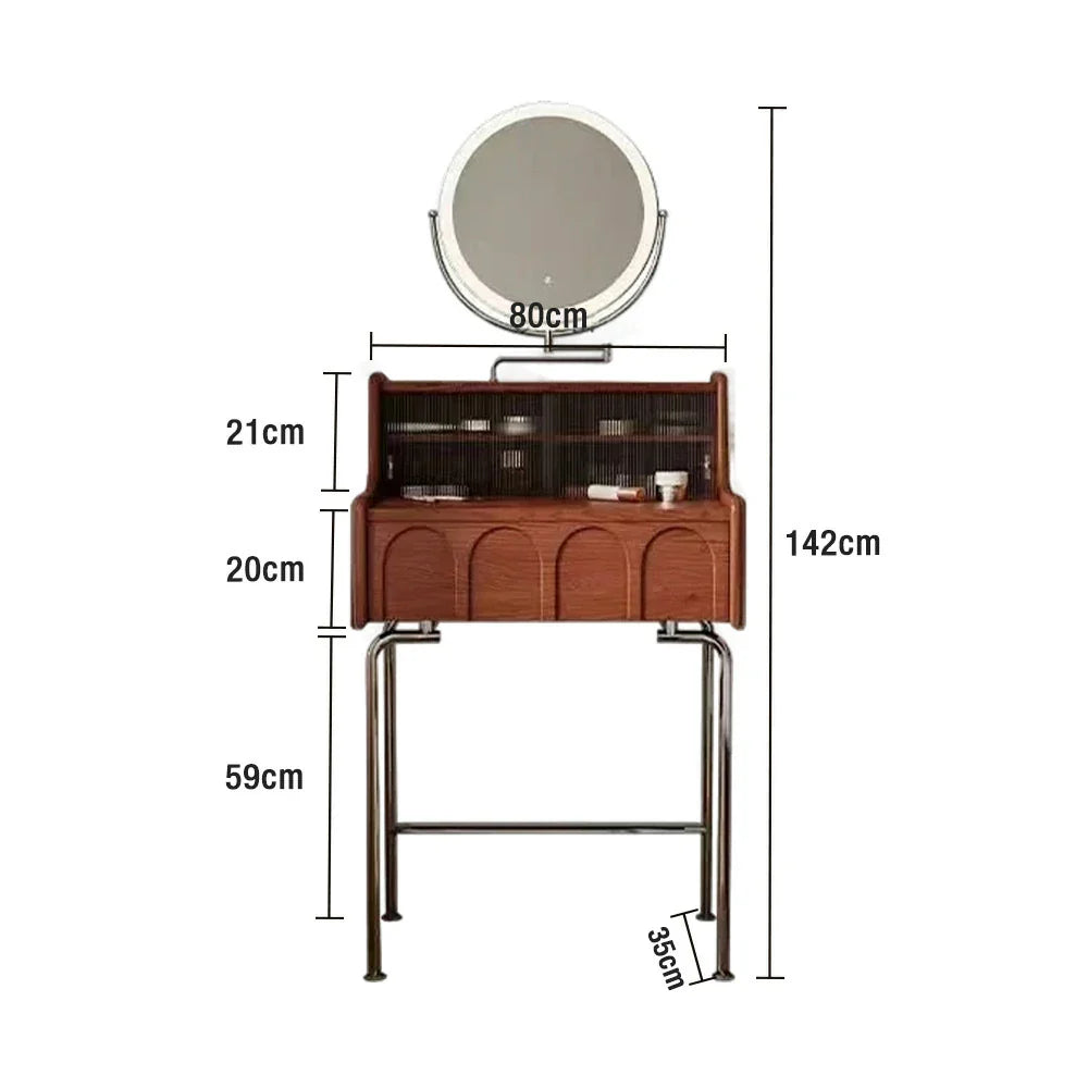 LIVARA 1139 Stainless Modern Design Functional Legs, Drawer Smooth Steel Solid Grain, Cabinet - Premium - Runners, Wood 80cm Ash Vanity Wood