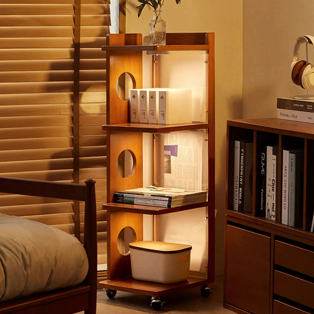 LIVARA 1151 Mobility, Sleek Sunset Wood Modern Perfect Shelves, Mobile Design, Solid Frame, Adjustable , Easy Room Bookshelf for - Any Wood