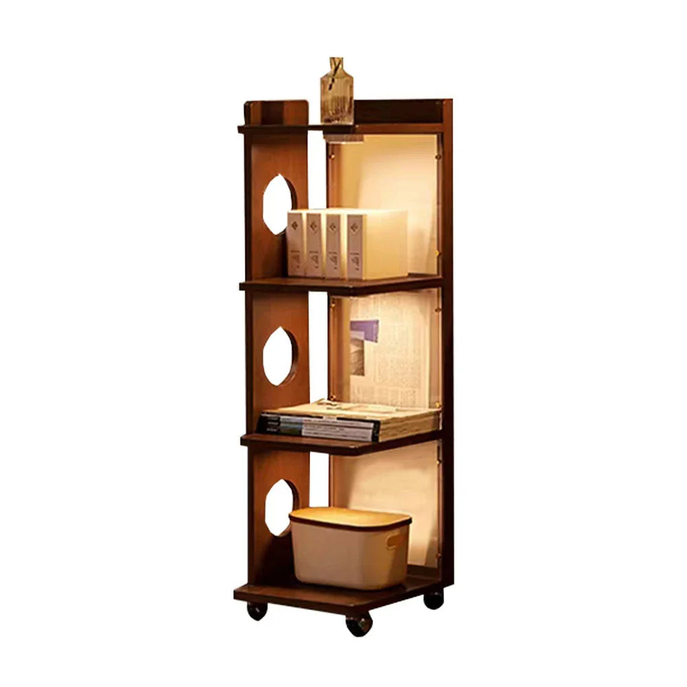 LIVARA 1151 Mobility, Sleek Sunset Wood Modern Perfect Shelves, Mobile Design, Solid Frame, Adjustable , Easy Room Bookshelf for - Any Wood