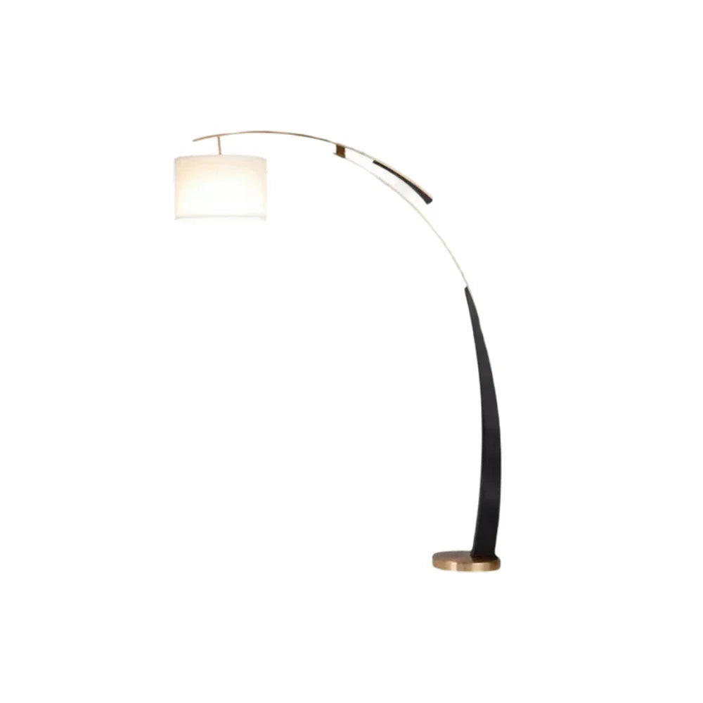 LIVARA Floor Lamp - Modern Minimalist Linen Shade, Sturdy Metal Base, Soft Diffused Light, Easy Care - Black & Gold