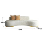 LIVARA 170/200/230cm Fleece Solid Frame, Upholstered, Ergonomic Sofa High-Density Breathable, Fabric - Wood Design, Lamb Sponge Multi-Seater White