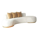 LIVARA 170/200/230cm Fleece Solid Frame, Upholstered, Ergonomic Sofa High-Density Breathable, Fabric - Wood Design, Lamb Sponge Multi-Seater White