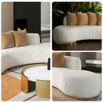 LIVARA 170/200/230cm Fleece Solid Frame, Upholstered, Ergonomic Sofa High-Density Breathable, Fabric - Wood Design, Lamb Sponge Multi-Seater White