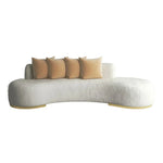 LIVARA 170/200/230cm Fleece Solid Frame, Upholstered, Ergonomic Sofa High-Density Breathable, Fabric - Wood Design, Lamb Sponge Multi-Seater White