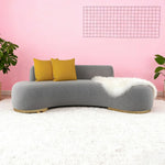 LIVARA 170/200/230cm Lamb Fabric Solid High-Density Multi-Seater Fleece Design, - Breathable, Wood Sponge Sofa Ergonomic Upholstered, Frame, Grey