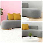 LIVARA 170/200/230cm Lamb Fabric Solid High-Density Multi-Seater Fleece Design, - Breathable, Wood Sponge Sofa Ergonomic Upholstered, Frame, Grey