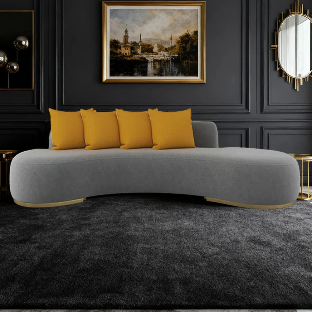 LIVARA 170/200/230cm Lamb Fabric Solid High-Density Multi-Seater Fleece Design, - Breathable, Wood Sponge Sofa Ergonomic Upholstered, Frame, Grey
