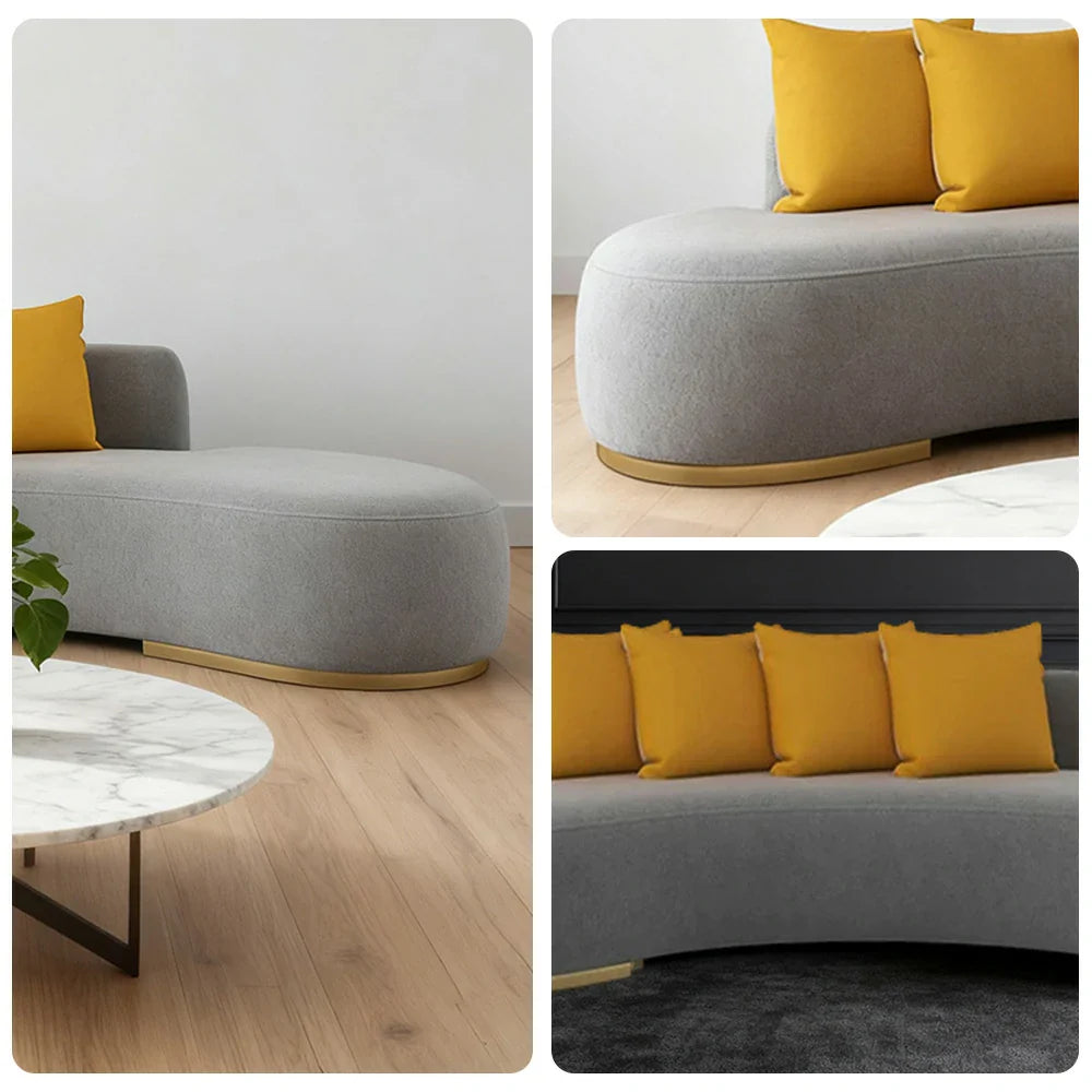 LIVARA 170/200/230cm Lamb Fabric Solid High-Density Multi-Seater Fleece Design, - Breathable, Wood Sponge Sofa Ergonomic Upholstered, Frame, Grey