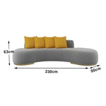 LIVARA 170/200/230cm Lamb Fabric Solid High-Density Multi-Seater Fleece Design, - Breathable, Wood Sponge Sofa Ergonomic Upholstered, Frame, Grey