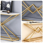 LIVARA Modern Table 140/160cm - Durable Rock Slab Top, Metal Frame, Spacious Surface, Waterproof & Stain-Resistant - White & Gold