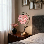 LIVARA Table for Bedroom Petal-Shaped, Handcrafted Brightness Study - Adjustable Pink E27, Color, Base, Metal Ideal & & Lamp