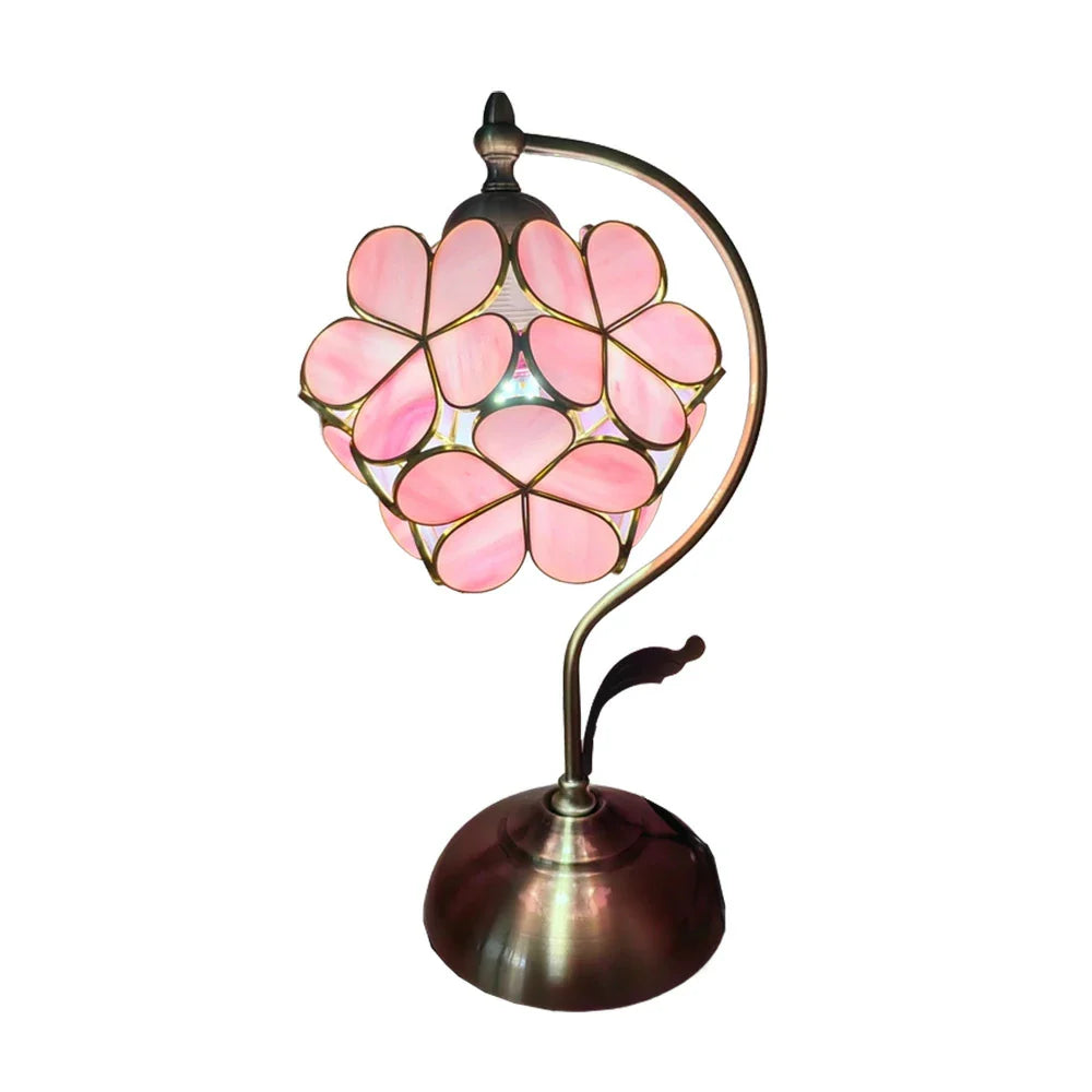 LIVARA Table for Bedroom Petal-Shaped, Handcrafted Brightness Study - Adjustable Pink E27, Color, Base, Metal Ideal & & Lamp