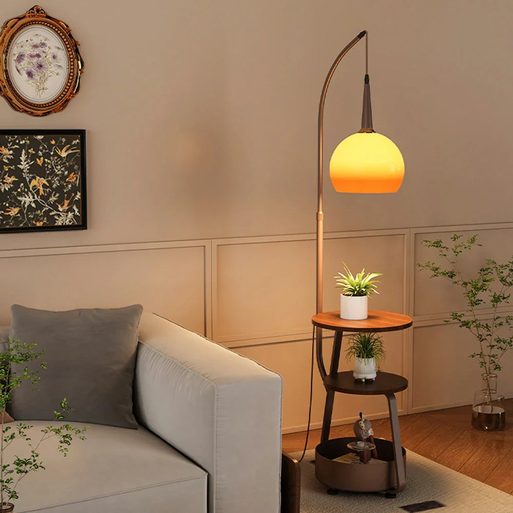 LIVARA Modern Full-Spectrum Shade, Brown Adjustable Glass with Floor Storage Space Light, Lamp Gradient Eye-Care